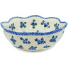 Polish Pottery Scalloped Bowl 10&quot; Blue Berry Special UNIKAT
