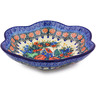 Polish Pottery Scalloped Bowl 10&quot; Blue Escape UNIKAT