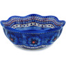 Polish Pottery Scalloped Bowl 10&quot; Blue Heaven