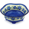 Polish Pottery Scalloped Bowl 10" Blue Poppies