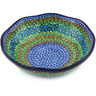 Polish Pottery Scalloped Bowl 10&quot; Mardi Gras UNIKAT