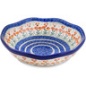 Polish Pottery Scalloped Bowl 10&quot; Peach Spring Daisy