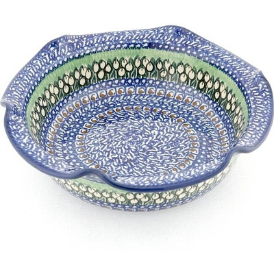 Polish Pottery Scalloped Bowl 10" Riverdance UNIKAT