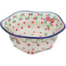 Polish Pottery Scalloped Bowl 10&quot; Rosy Cheeks