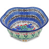 Polish Pottery Scalloped Bowl 10&quot; Spring Chickens UNIKAT