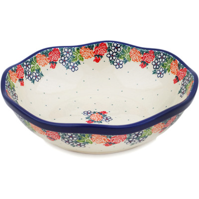 Polish Pottery Scalloped Bowl 10&quot; Spring&#039;s Arrival