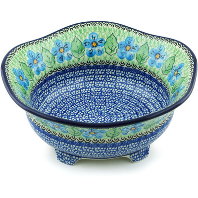 Polish Pottery Scalloped Bowl 10&quot; Whisper Of Elegance UNIKAT