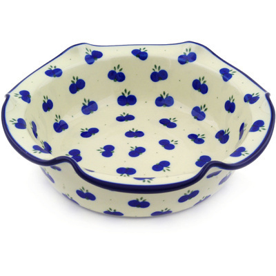 Polish Pottery Scalloped Bowl 10&quot; Wild Blueberry