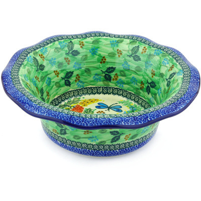 Polish Pottery Scalloped Bowl 11&quot; Garden Delight UNIKAT