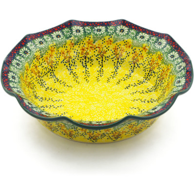 Polish Pottery Scalloped Bowl 11&quot; Sunshine Grotto UNIKAT