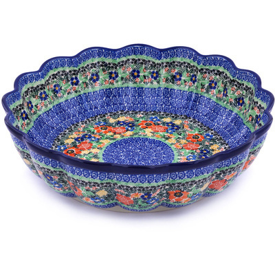 Polish Pottery Scalloped Bowl 13&quot; Bountiful Basket UNIKAT