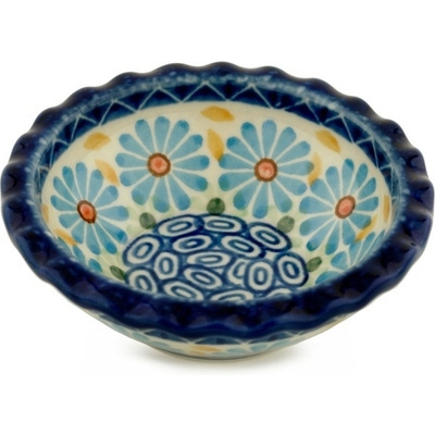 Polish Pottery Scalloped Bowl 3&quot; Aster Peacock Eyes