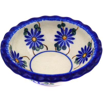 Polish Pottery Scalloped Bowl 3&quot; Aster Trellis