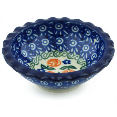 Polish Pottery Scalloped Bowl 3&quot; Cherries Jubilee