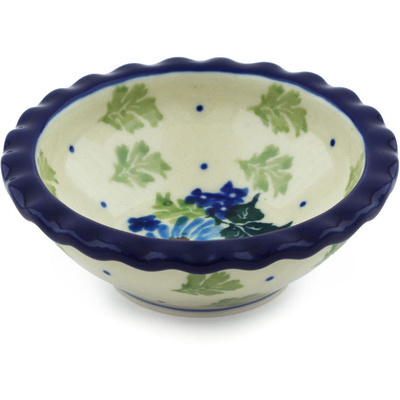 Polish Pottery Scalloped Bowl 3&quot; Countryside Floral Bloom