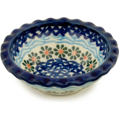 Polish Pottery Scalloped Bowl 3&quot; Daisies By The Sea