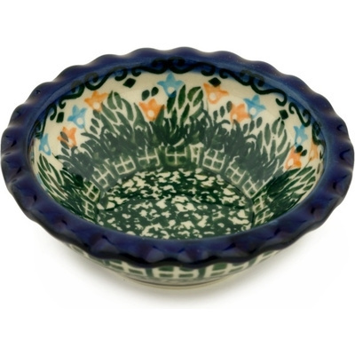 Polish Pottery Scalloped Bowl 3&quot; Dancing Tulips