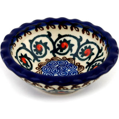 Polish Pottery Scalloped Bowl 3&quot; Fiddle Faddle