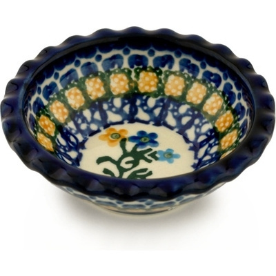 Polish Pottery Scalloped Bowl 3&quot; Field Of Wildflowers