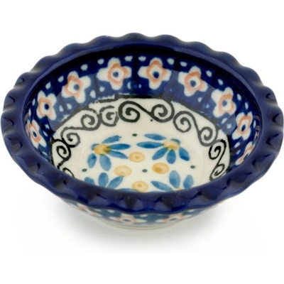 Polish Pottery Scalloped Bowl 3&quot; Floral Medley