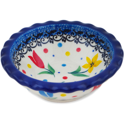 Polish Pottery Scalloped Bowl 3&quot; Full Bloom UNIKAT