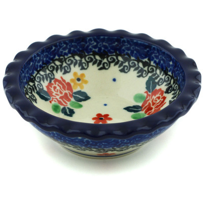 Polish Pottery Scalloped Bowl 3&quot; Garden Party