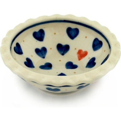 Polish Pottery Scalloped Bowl 3&quot; Heart Of Hearts