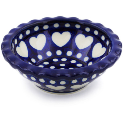 Polish Pottery Scalloped Bowl 3&quot; Heart To Heart
