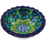 Polish Pottery Scalloped Bowl 3&quot; Mardi Gras UNIKAT