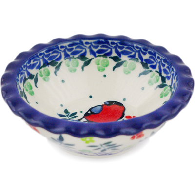 Polish Pottery Scalloped Bowl 3&quot; Robin &amp; Wren UNIKAT
