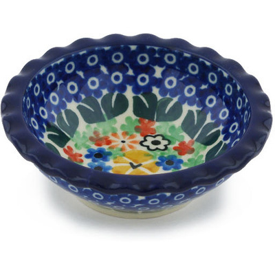 Polish Pottery Scalloped Bowl 3&quot; Spring Garden UNIKAT