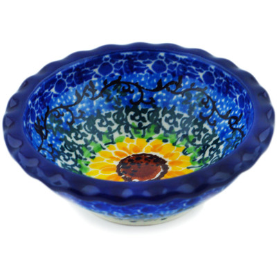 Polish Pottery Scalloped Bowl 3&quot; Summer Sunnies UNIKAT