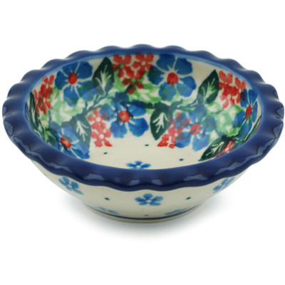Polish Pottery Scalloped Bowl 3&quot; Summer Wreath