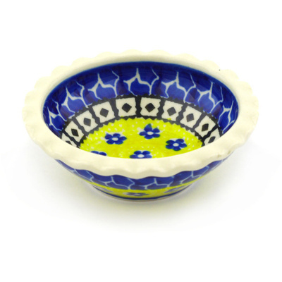 Polish Pottery Scalloped Bowl 3&quot; Sunburst Daisies
