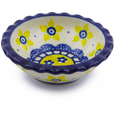 Polish Pottery Scalloped Bowl 3&quot; Sunshine