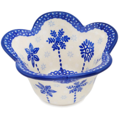Polish Pottery Scalloped Bowl 4&quot; Winter Sights UNIKAT
