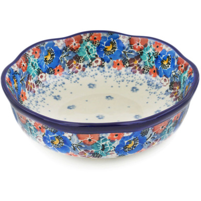 Polish Pottery Scalloped Bowl 6&quot; Autumn Bunch UNIKAT