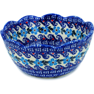 Polish Pottery Scalloped Bowl 6&quot; Beach At Sunset UNIKAT