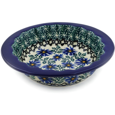 Polish Pottery Scalloped Bowl 6&quot; Blue Chicory