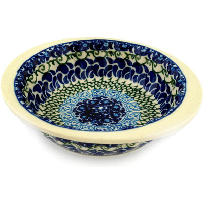 Polish Pottery Scalloped Bowl 6&quot; Blue Passion