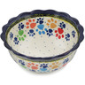 Polish Pottery Scalloped Bowl 6&quot; Children&#039;s Happy Paws