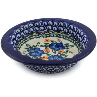 Polish Pottery Scalloped Bowl 6&quot; Cobblestone Garden