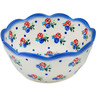 Polish Pottery Scalloped Bowl 6&quot; Dancing Flowers UNIKAT