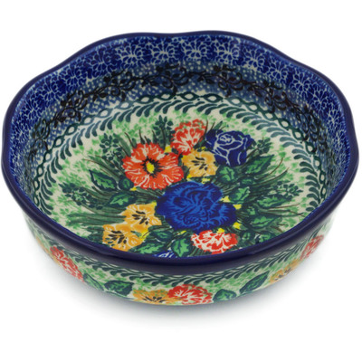 Polish Pottery Scalloped Bowl 6&quot; Divine Meadow UNIKAT