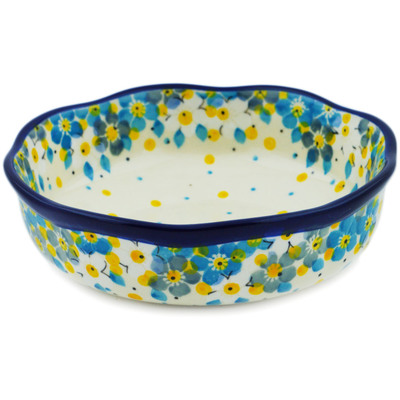 Polish Pottery Scalloped Bowl 6&quot; Flowers Under The Starry Sky