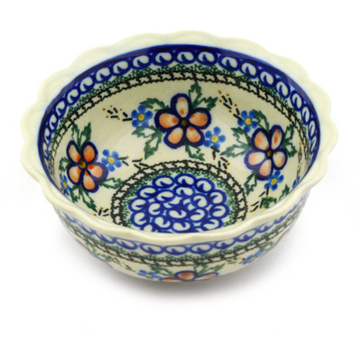Polish Pottery Scalloped Bowl 6&quot; Lancaster Rose