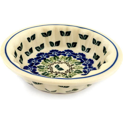 Polish Pottery Scalloped Bowl 6&quot; Leaves And Flowers