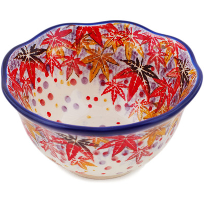 Polish Pottery Scalloped Bowl 6&quot; Perfect Autumn UNIKAT
