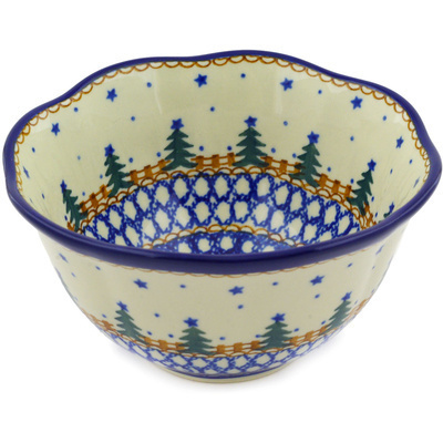 Polish Pottery Scalloped Bowl 6&quot; Pocono Pines