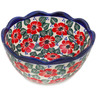 Polish Pottery Scalloped Bowl 6&quot; Poppies Meadow UNIKAT